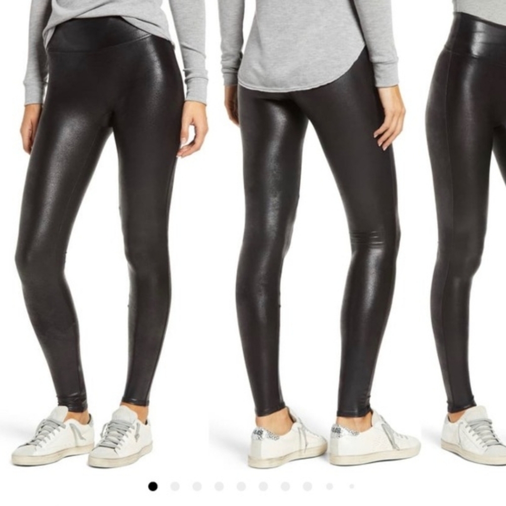 Spanx Faux Leather Leggings Black Women’s Size Small Tall (S Tall)